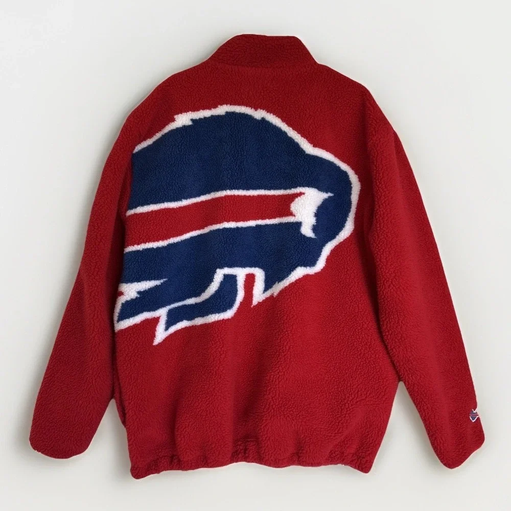 NFL Chalk Line Buffalo Bills Fleece Sherpa Jacket Streetwear Baggy 30